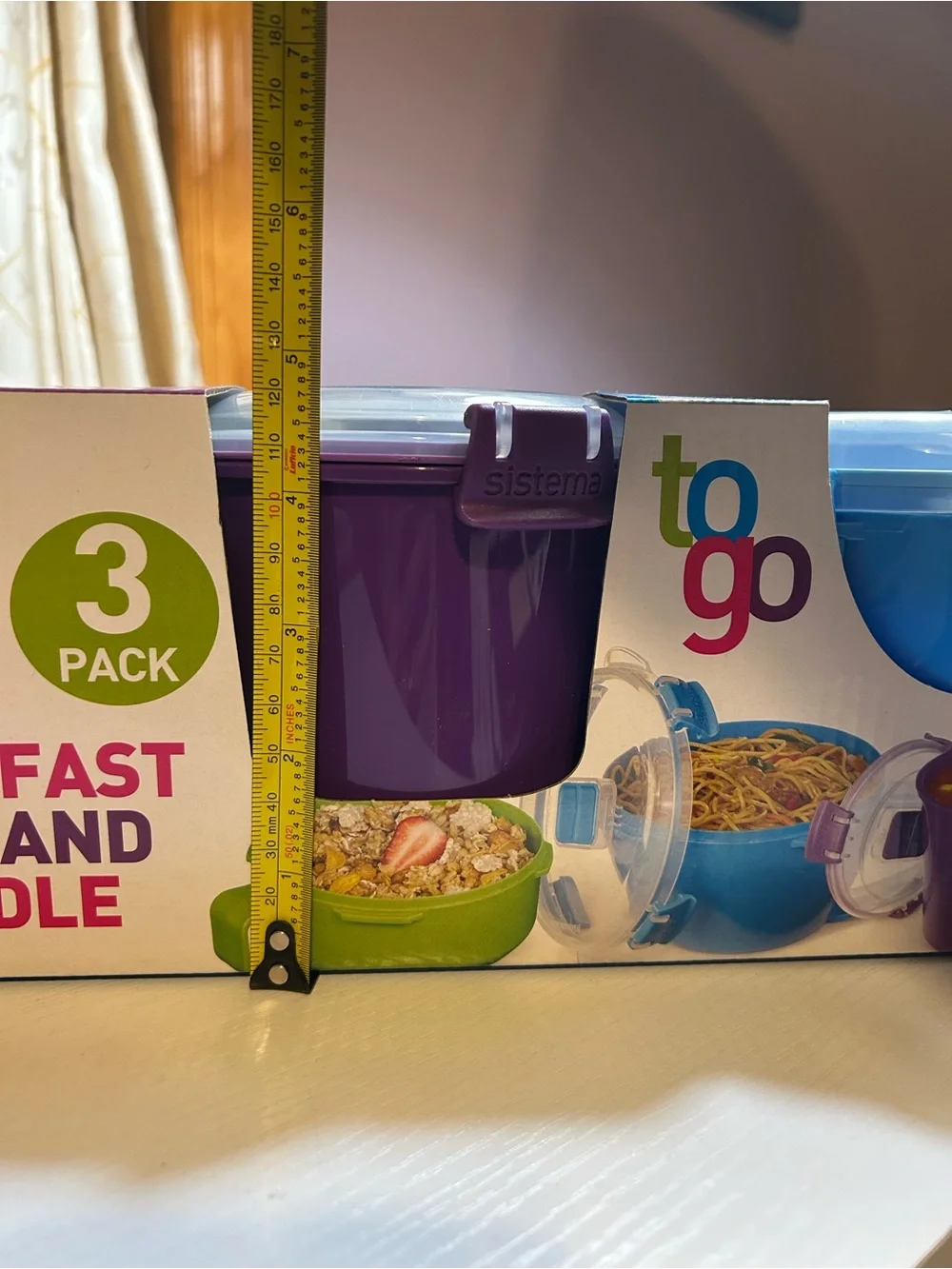 NEW Sistema To Go 3-Pack Breakfast, Soup & Noodle Containers - Green Purple Blue